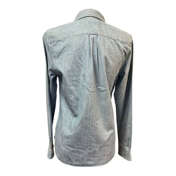 UNTUCKIT Womens Alleanza Button Up Blouse~Size 2~Chambray Blue Long Sleeve NWT - Picture 4 of 10